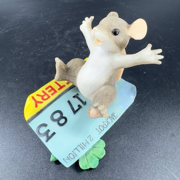 Charming Tails Fitz And Floyd Figurine Resin Whimsical Jackpot Mouse Figure - Picture 6 of 10